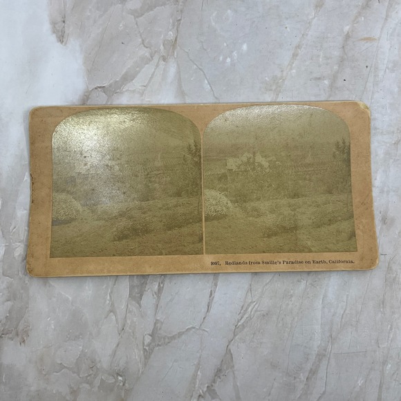 Redlands from Smilie's Paradise on Earth California Stereoview Card TI8-S6 - Picture 2 of 2